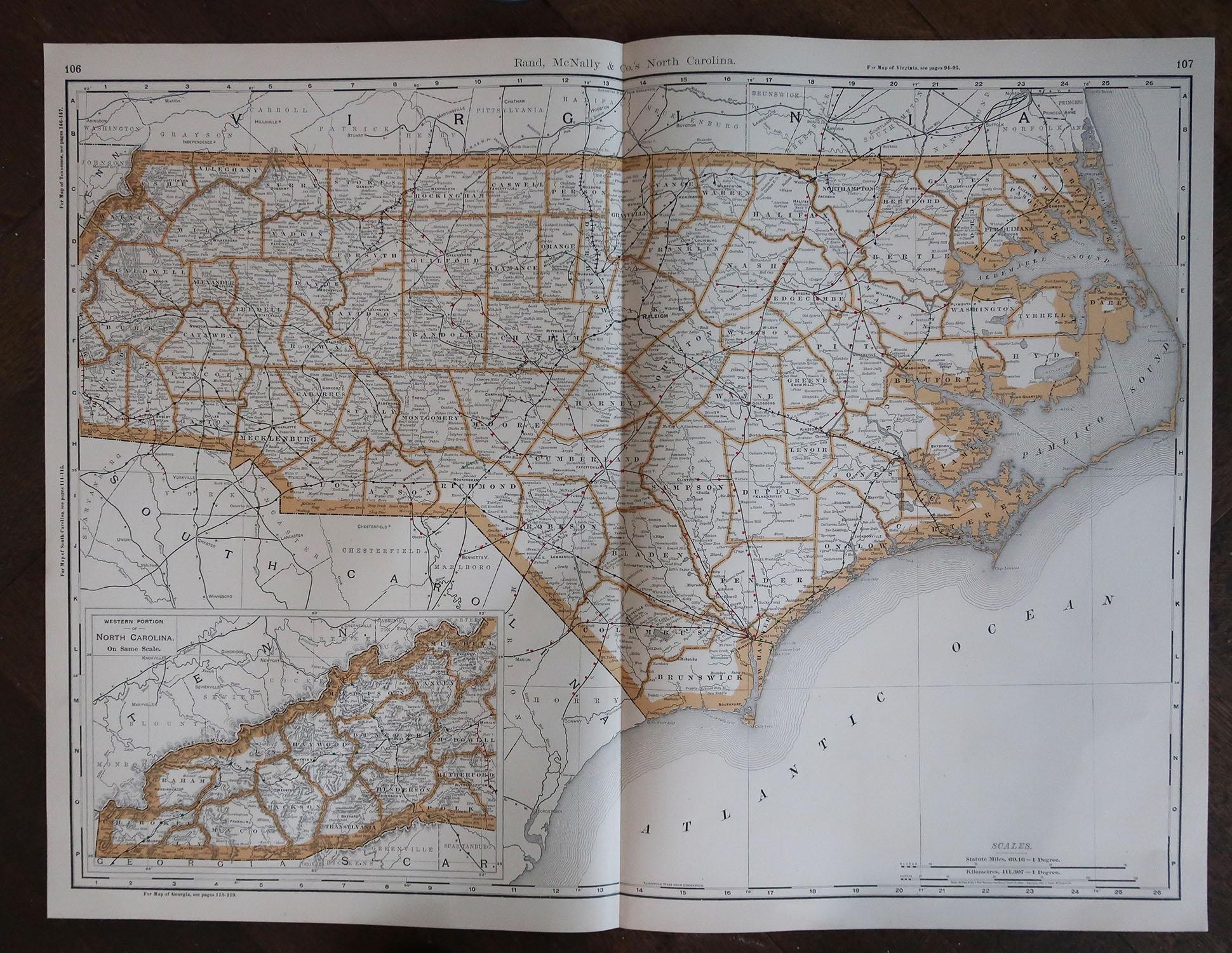 large detailed map of north carolina