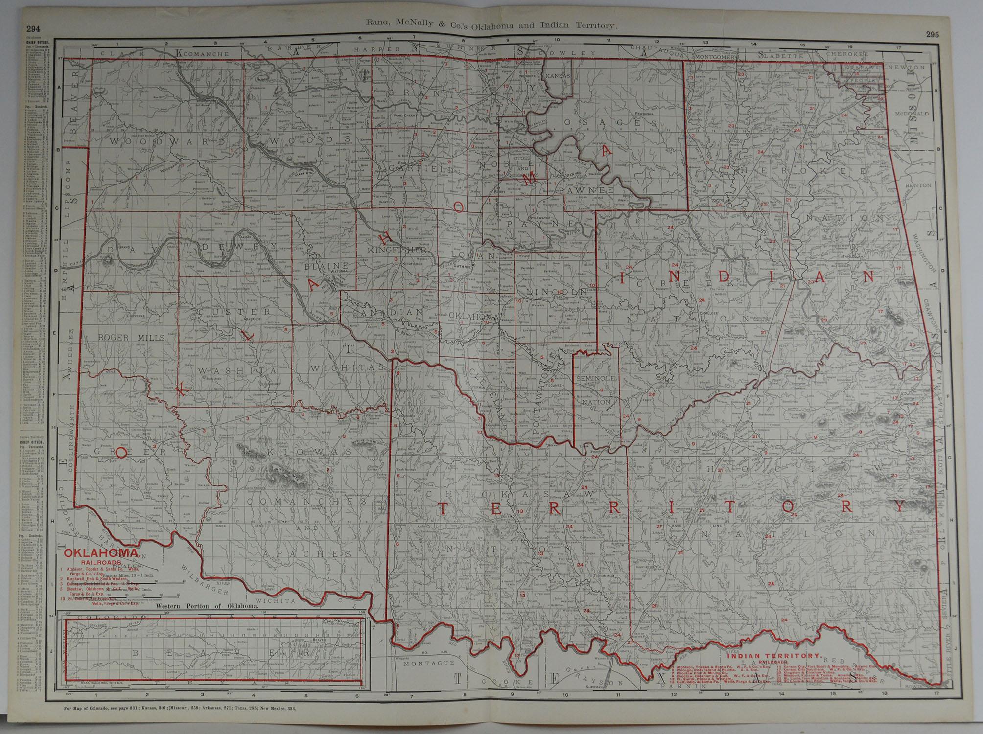 Fabulous monochrome map with red outline color 

Original color

By Rand, McNally & Co.

Published circa 1900

Unframed

Repairs to minor edge tears.