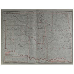 Large Original Antique Map of Oklahoma by Rand McNally, circa 1900