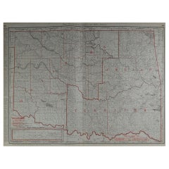 Large Original Antique Map of Oklahoma by Rand McNally, circa 1900