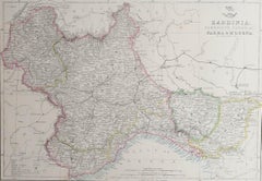 Large Original Antique Map of Piedmont, Italy. John Dower, 1861