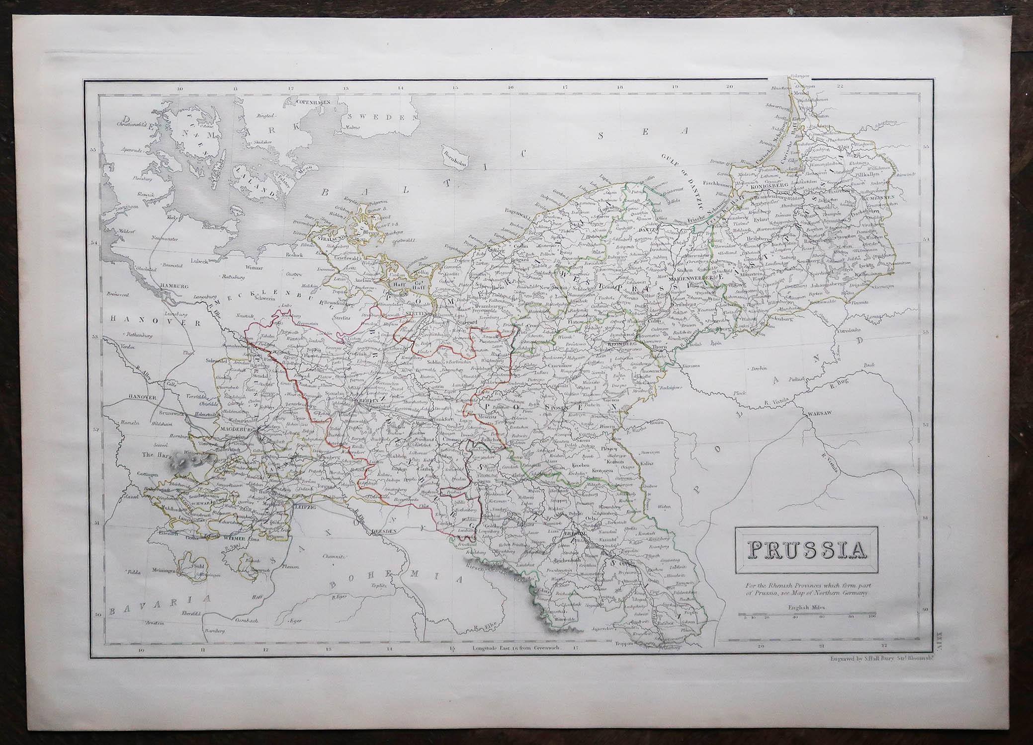 Scottish Large Original Antique Map of Poland by Sidney Hall, 1847 For Sale