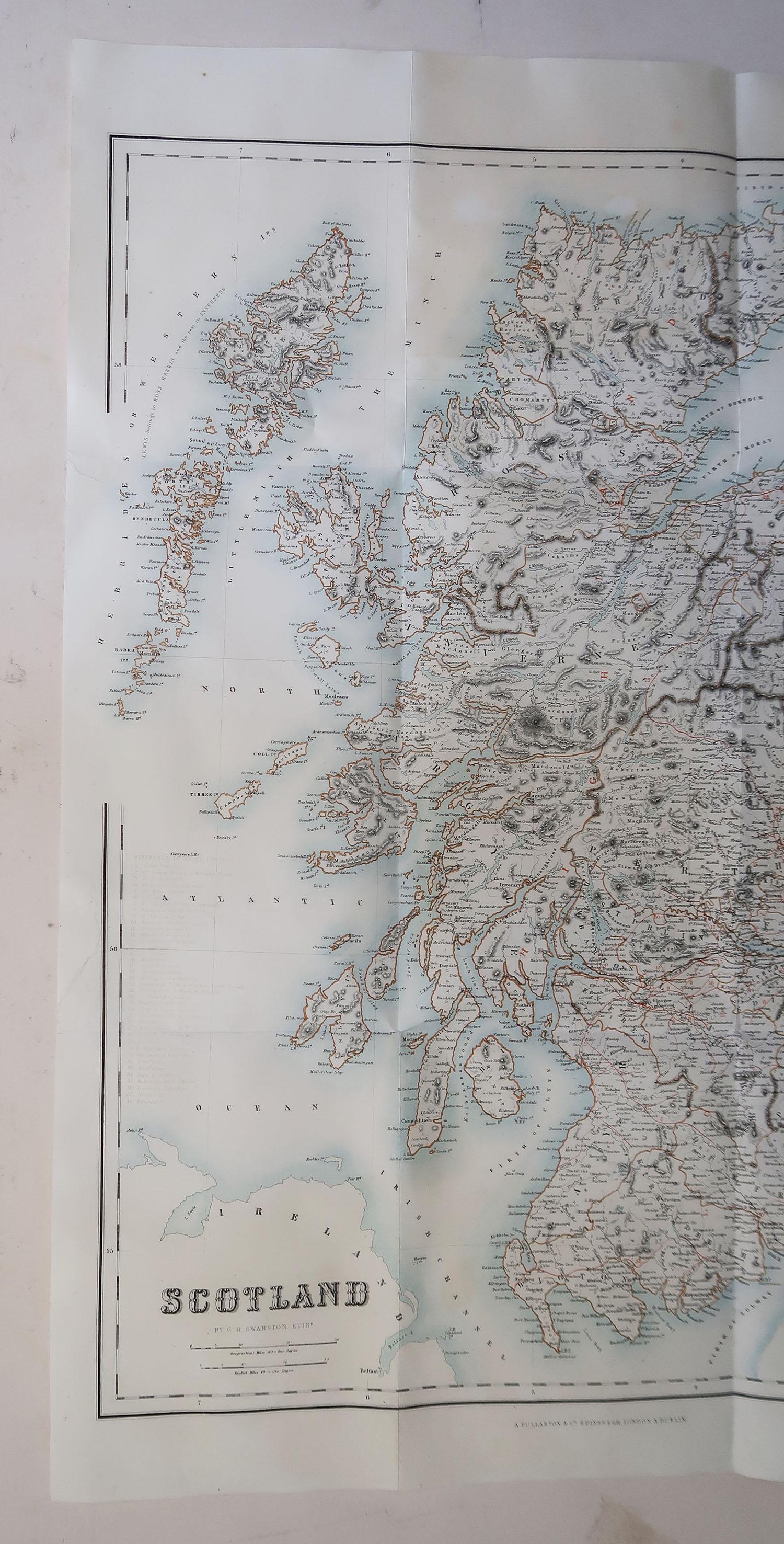 Other Large Original Antique Map of Scotland, circa 1870