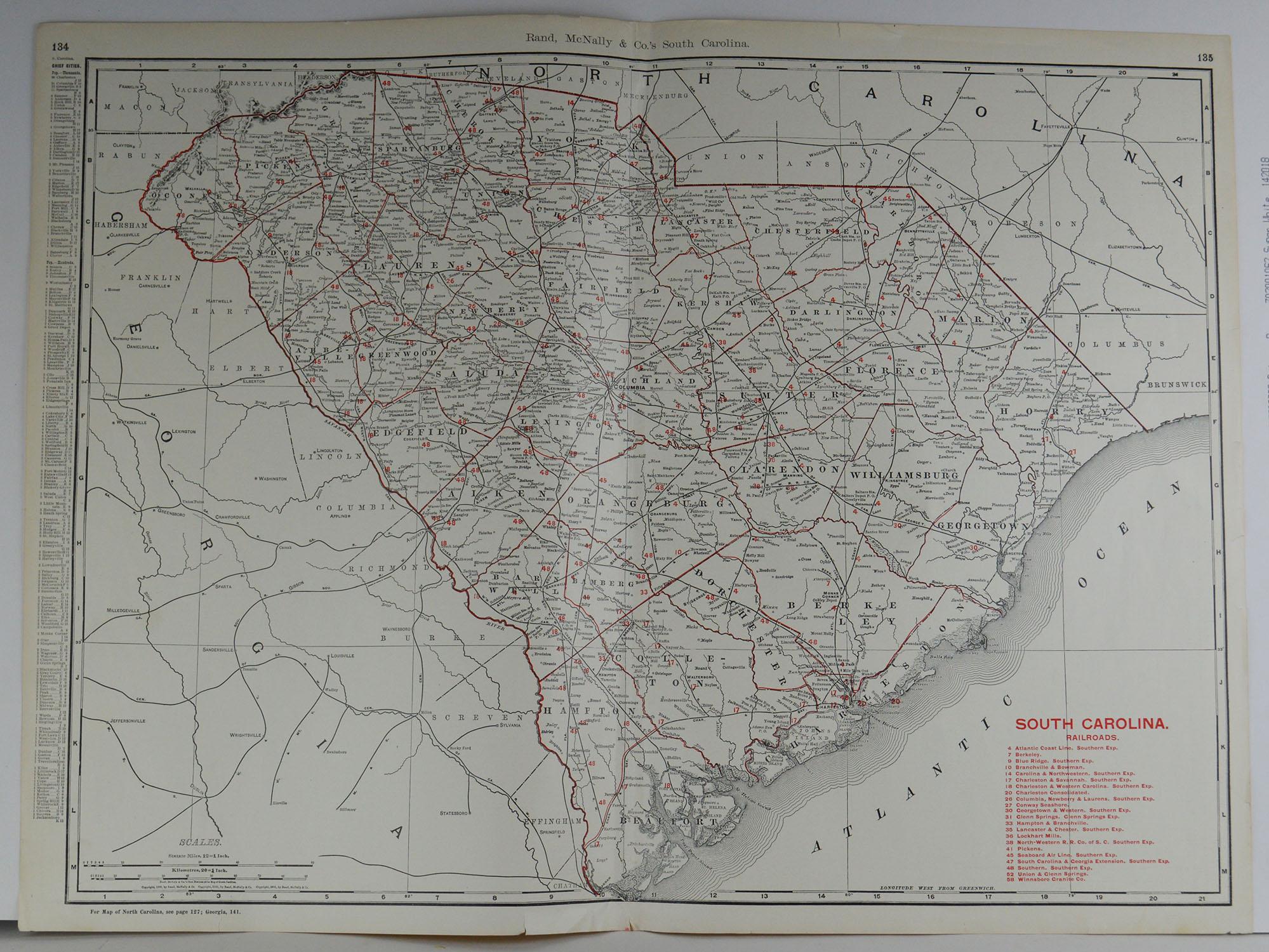 Fabulous monochrome map with red outline color

Original color

By Rand, McNally & Co.

Published circa 1900

Unframed

Repairs to minor edge tears.