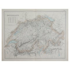 Large Original Antique Map of Switzerland, Fullarton, C.1870