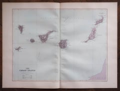Large Original Antique Map of The Canary Islands. 1894