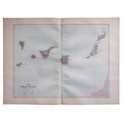 Large Original Antique Map of The Canary Islands. 1894