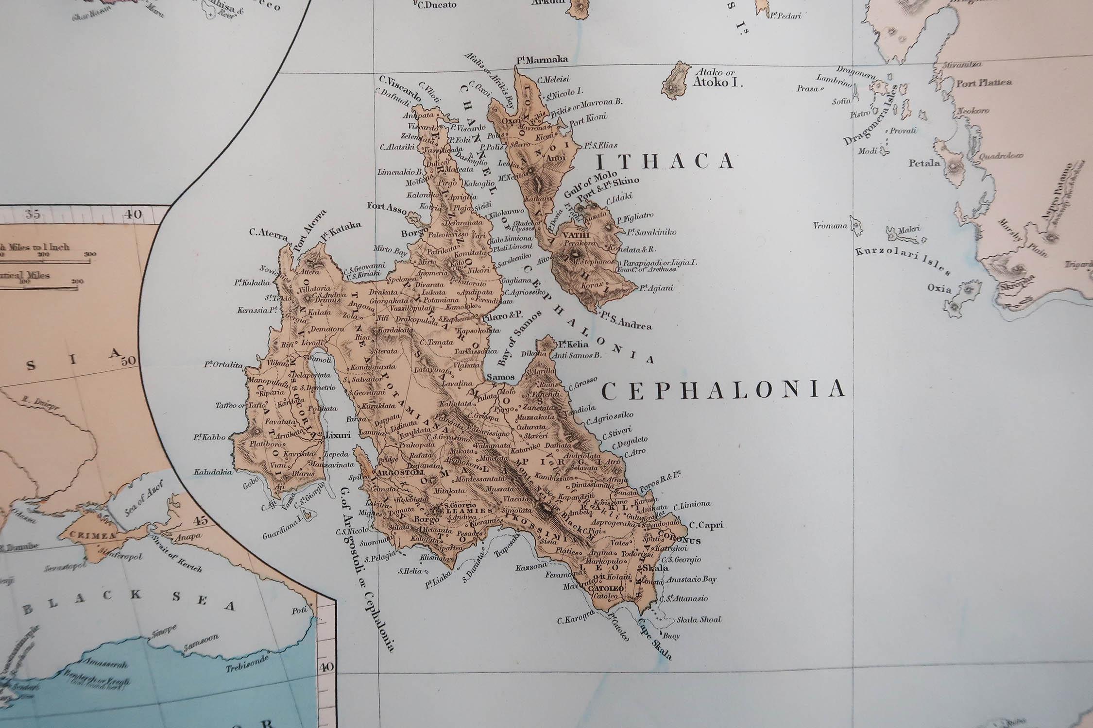Other Large Original Antique Map of The Greek Islands. 1894 For Sale