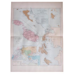 Gran Mapa Antiguo Original de Las Islas Griegas. 1894