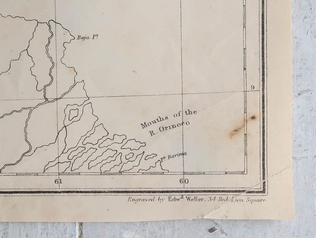 Große Original-Antike Karte der Leeward- und Windward-Inseln. 1861 (Englisch)