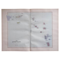 Large Original Antique Map of The Leeward Islands. 1894