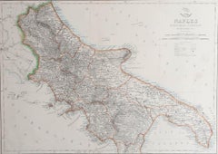 Large Original Antique Map of The South of Italy. John Dower, 1861