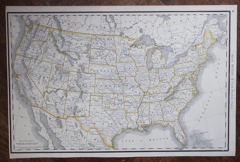 Large Original Antique Map of the United States of America. 1891 For ...
