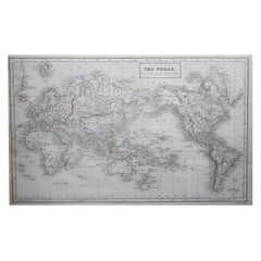 Large Original Antique Map of the World by Sidney Hall, 1847