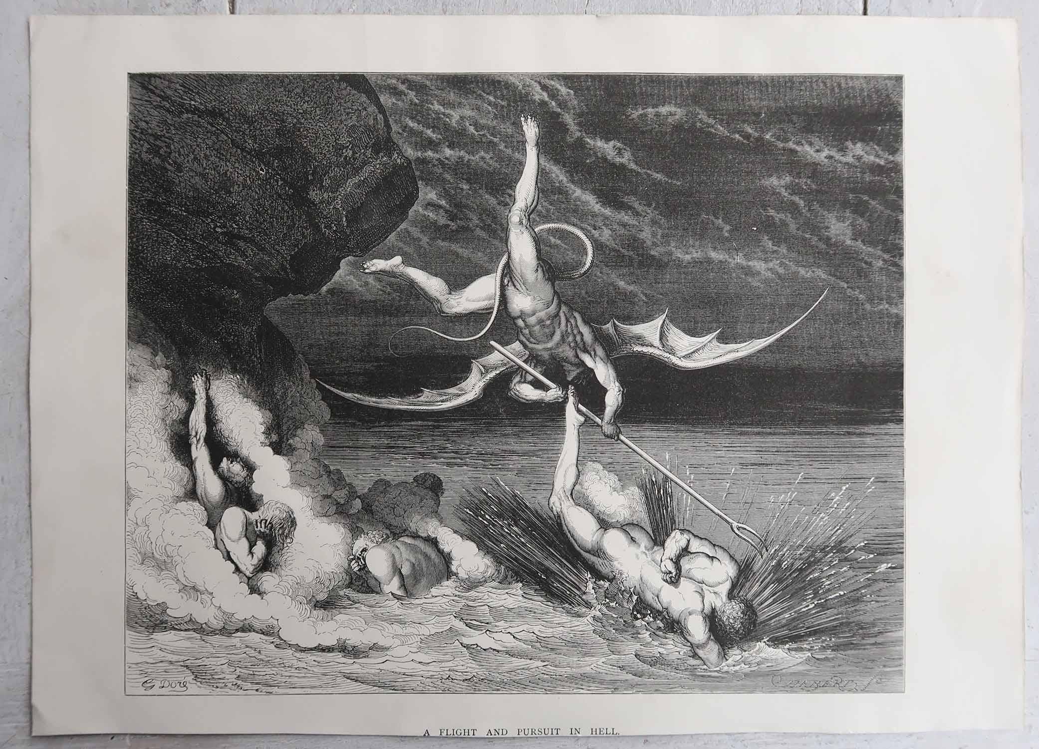 Gran Grabado Antiguo Original De Gustave Doré, 