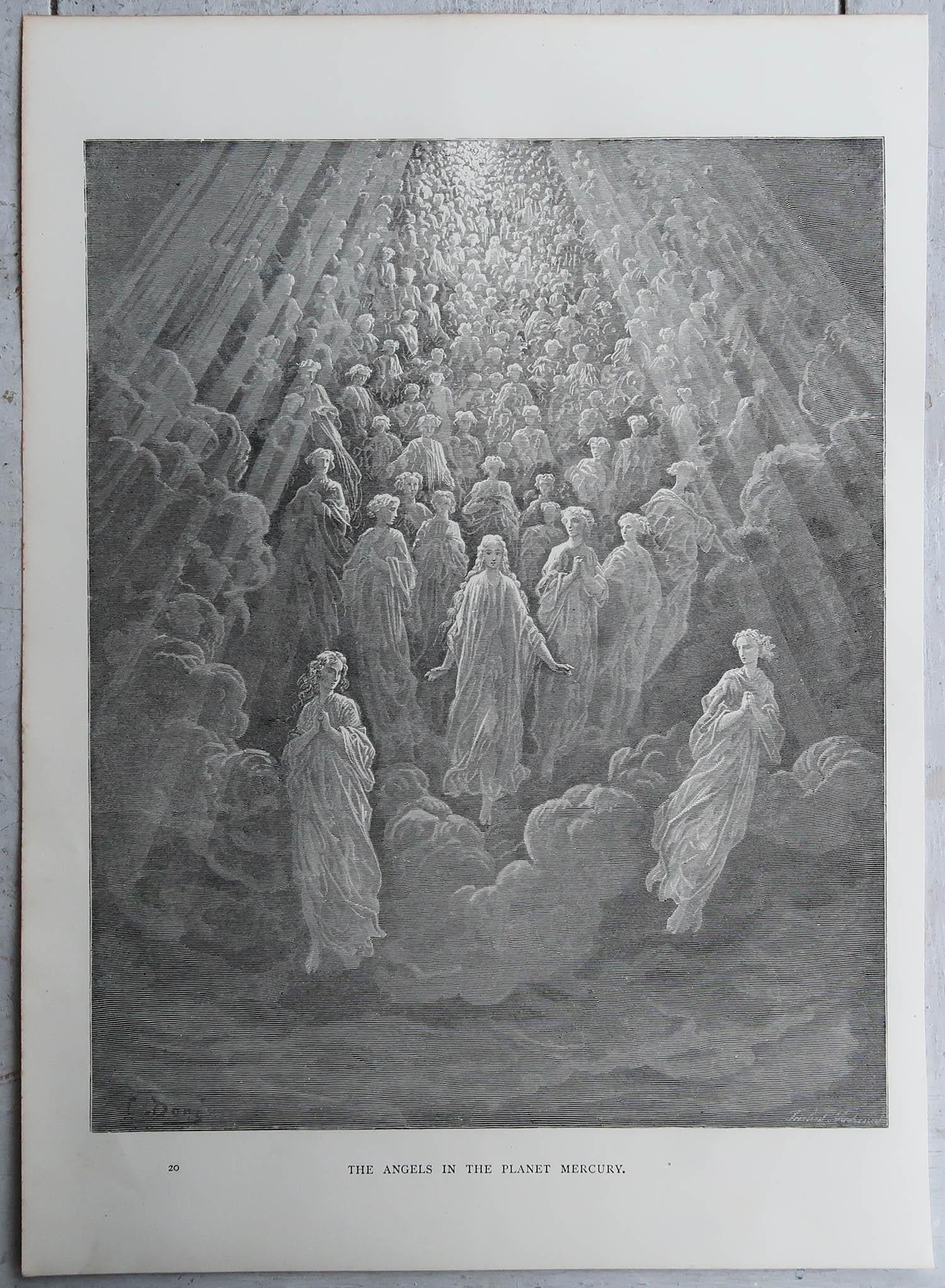 Romantico Grande stampa originale antica di Gustave Doré, 