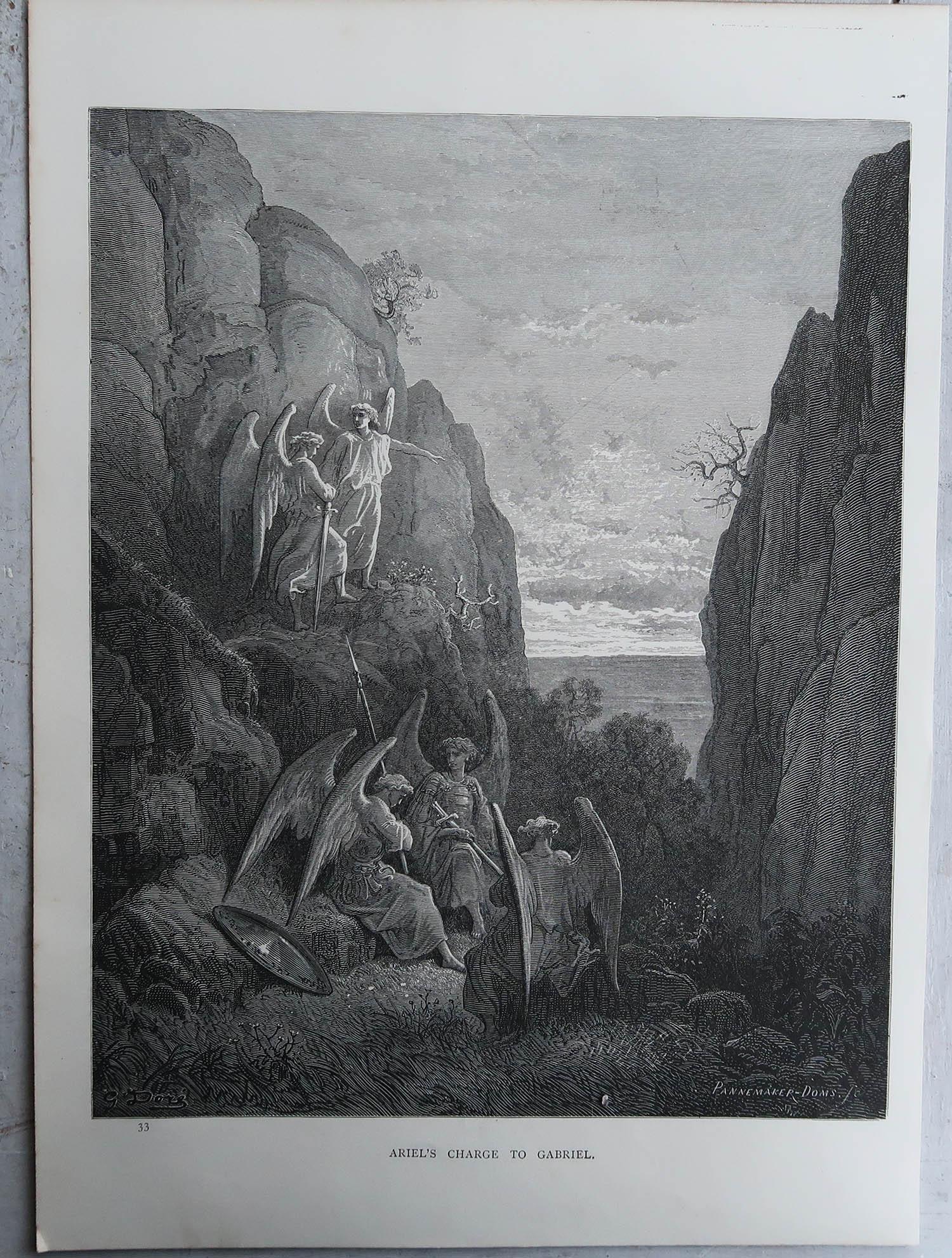 Inglese Grande stampa originale antica di Gustave Doré, 