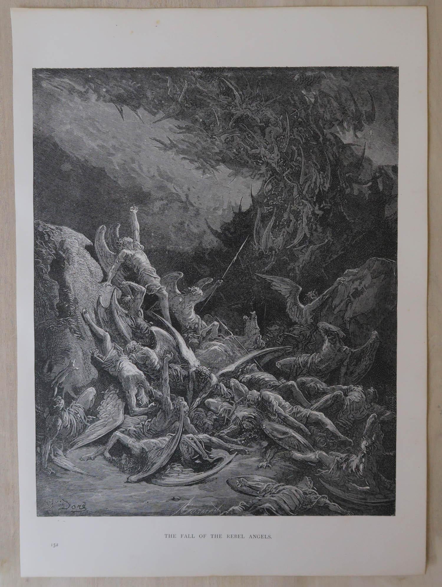 Romantic Large Original Antique Print By Gustave Doré, 
