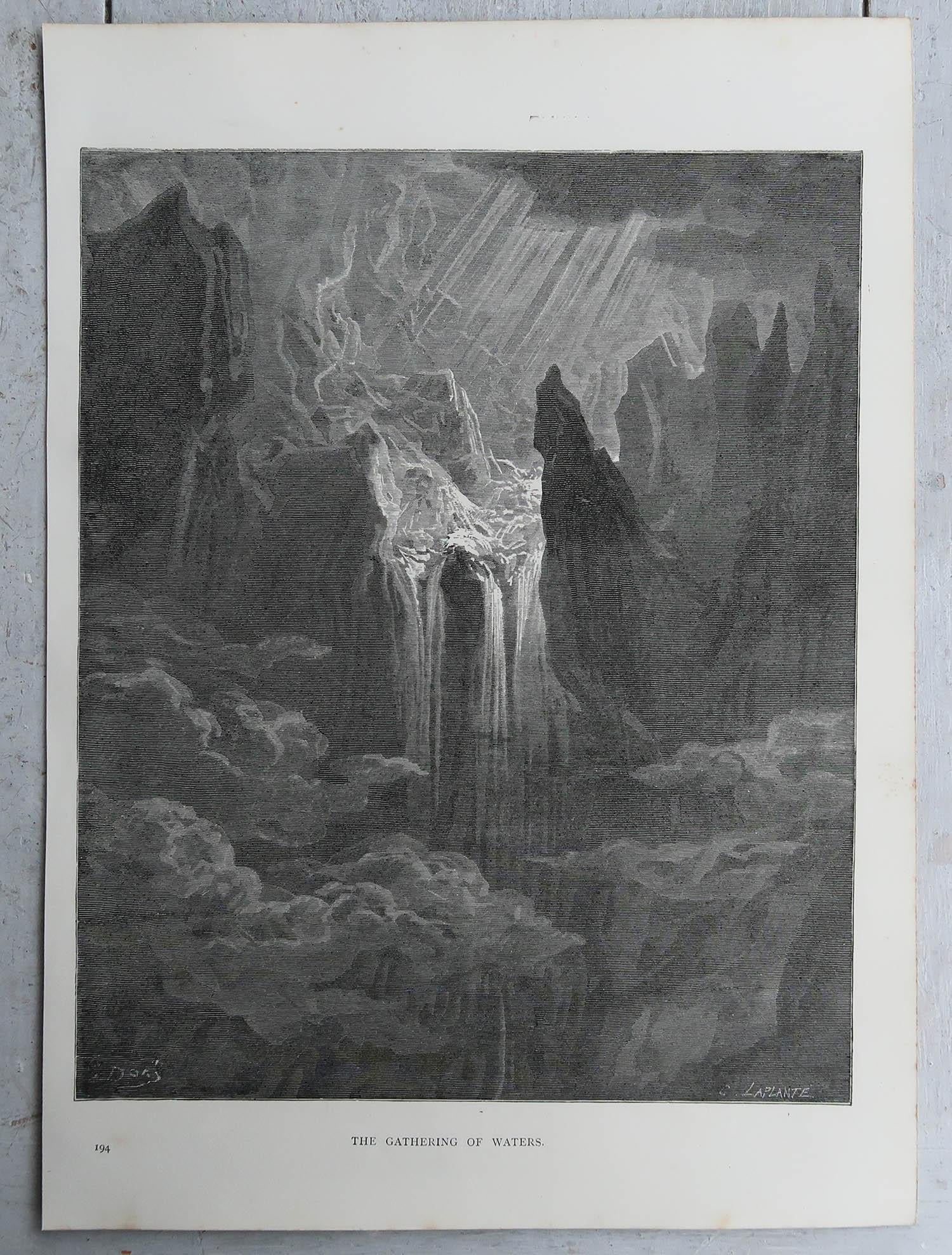Romantico Grande stampa originale antica di Gustave Doré, 