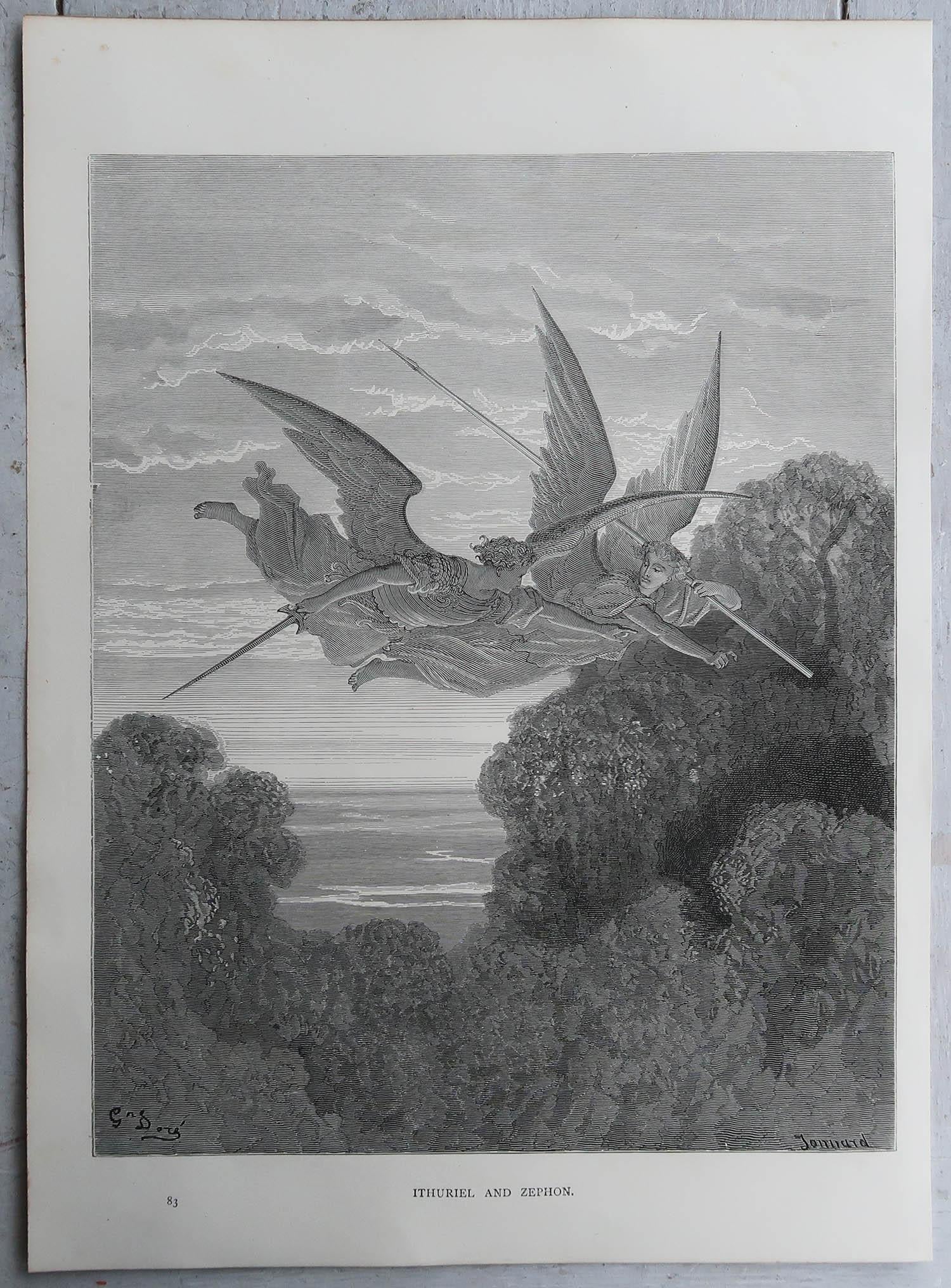 Romantico Grande stampa originale antica di Gustave Doré, 