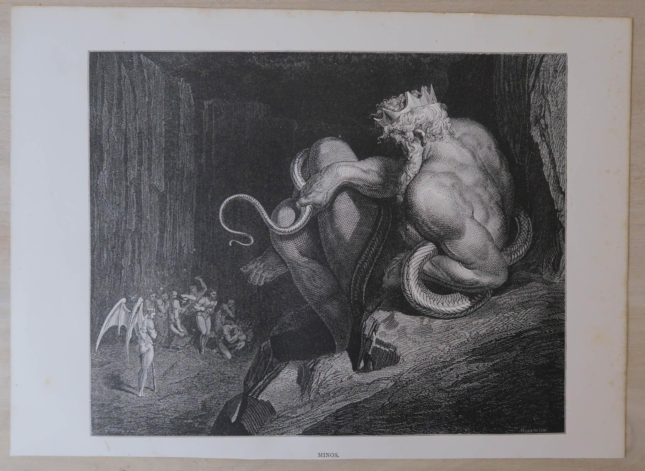 Inglese Grande stampa originale antica di Gustave Doré, 