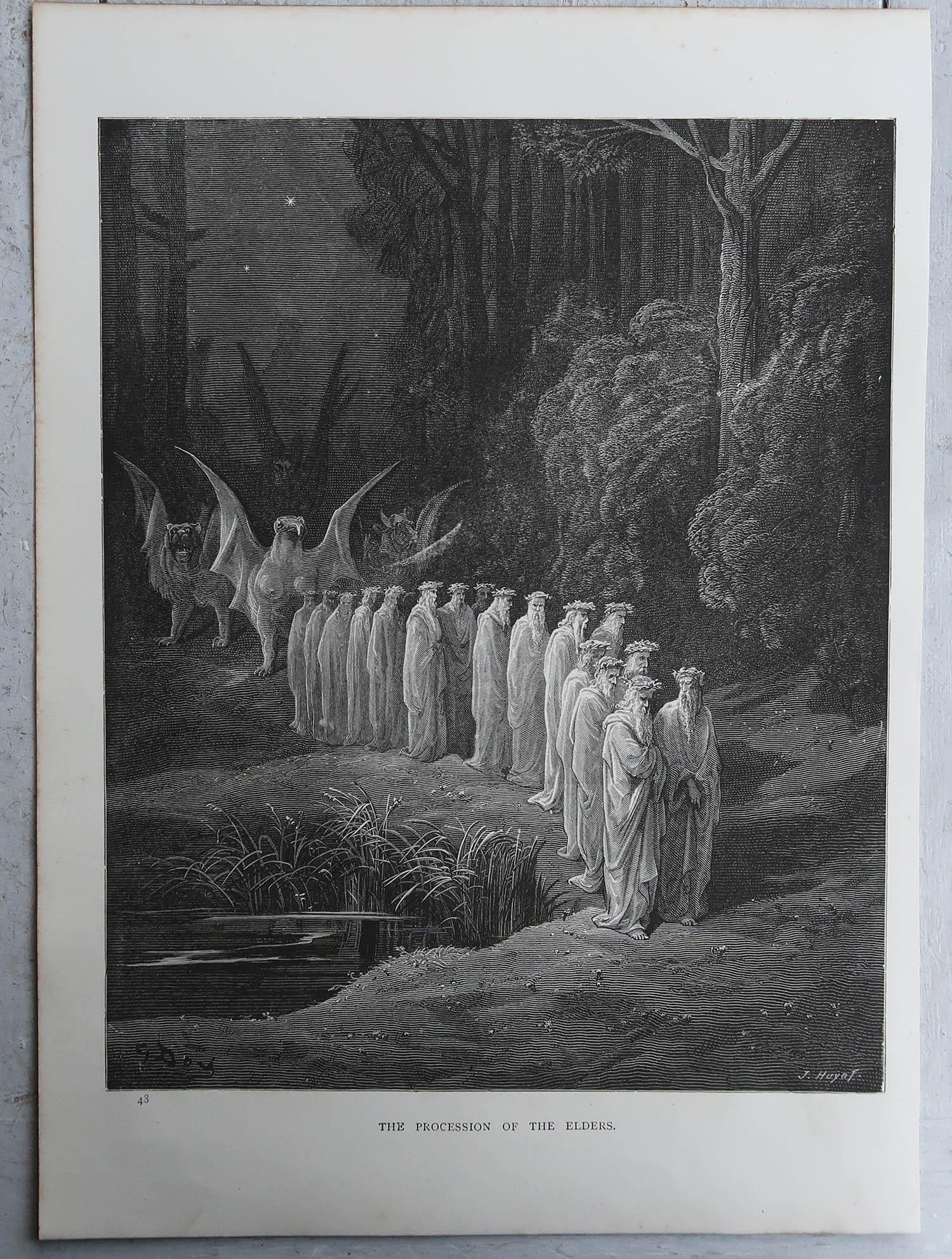 Romantico Grande stampa originale antica di Gustave Doré, 