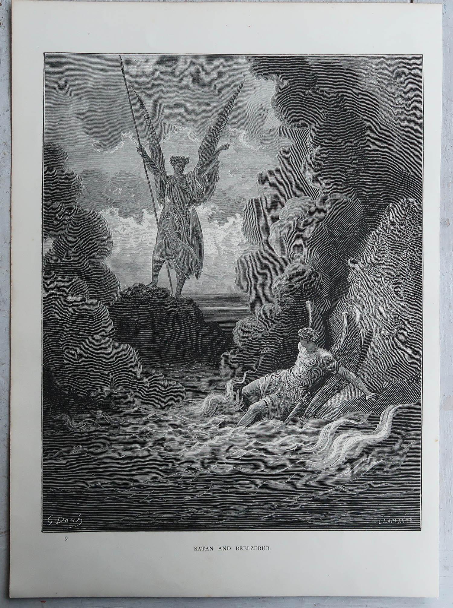 Inglese Grande stampa originale antica di Gustave Doré, 