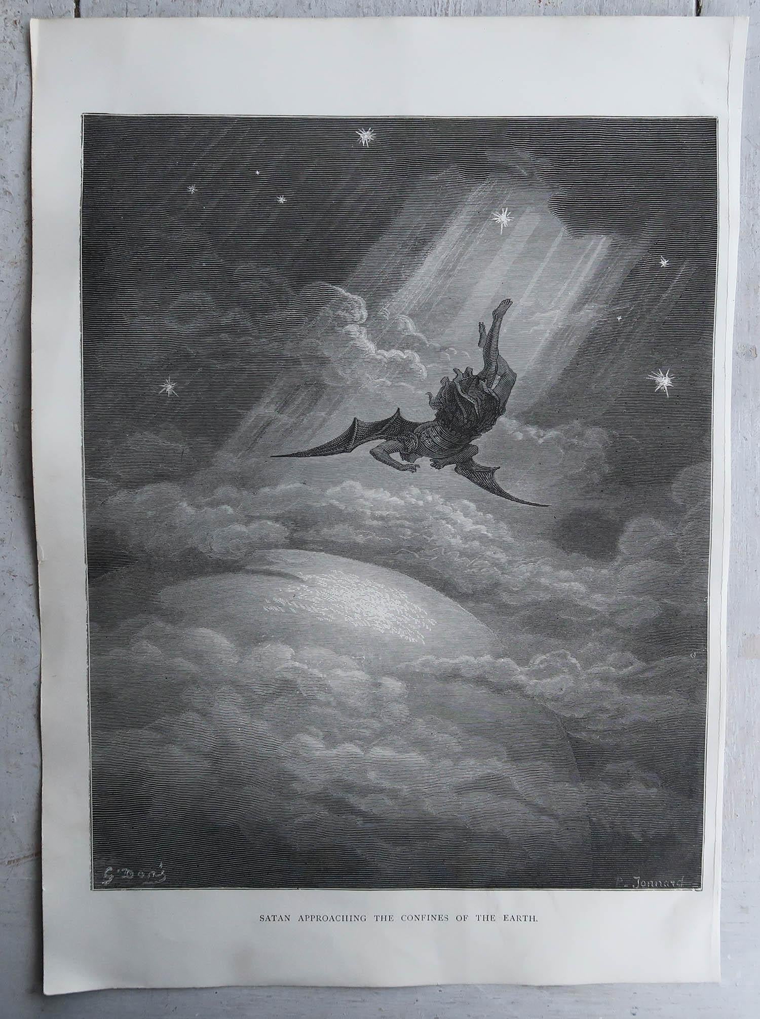 Inglese Grande stampa originale antica di Gustave Doré, 