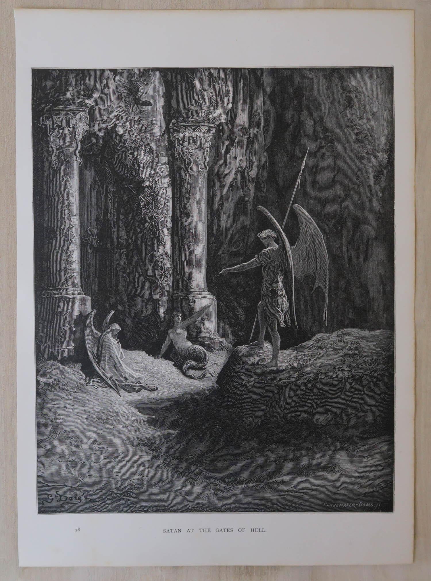 Romantico Grande stampa originale antica di Gustave Doré, 