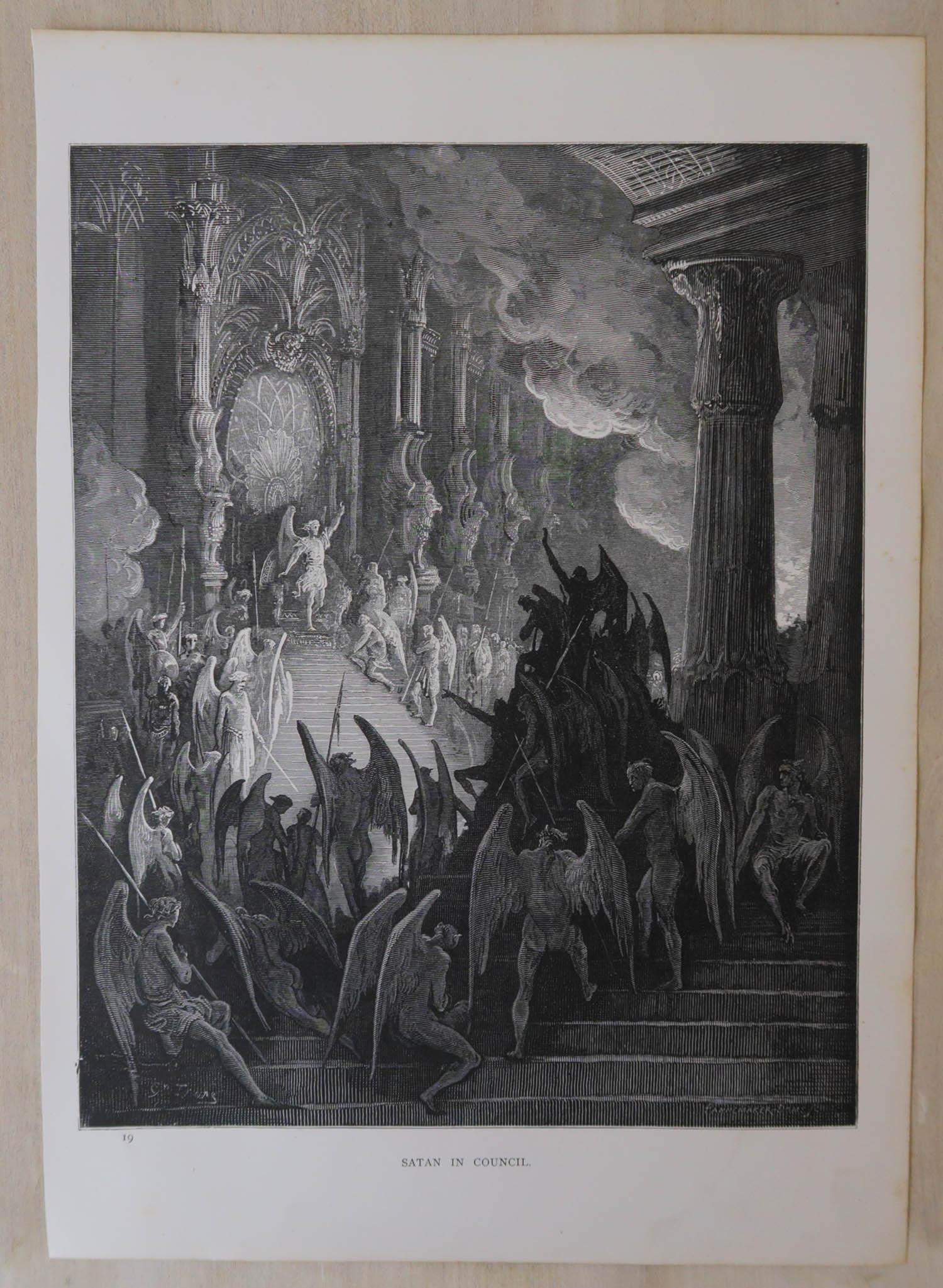 Inglese Grande stampa originale antica di Gustave Doré, 