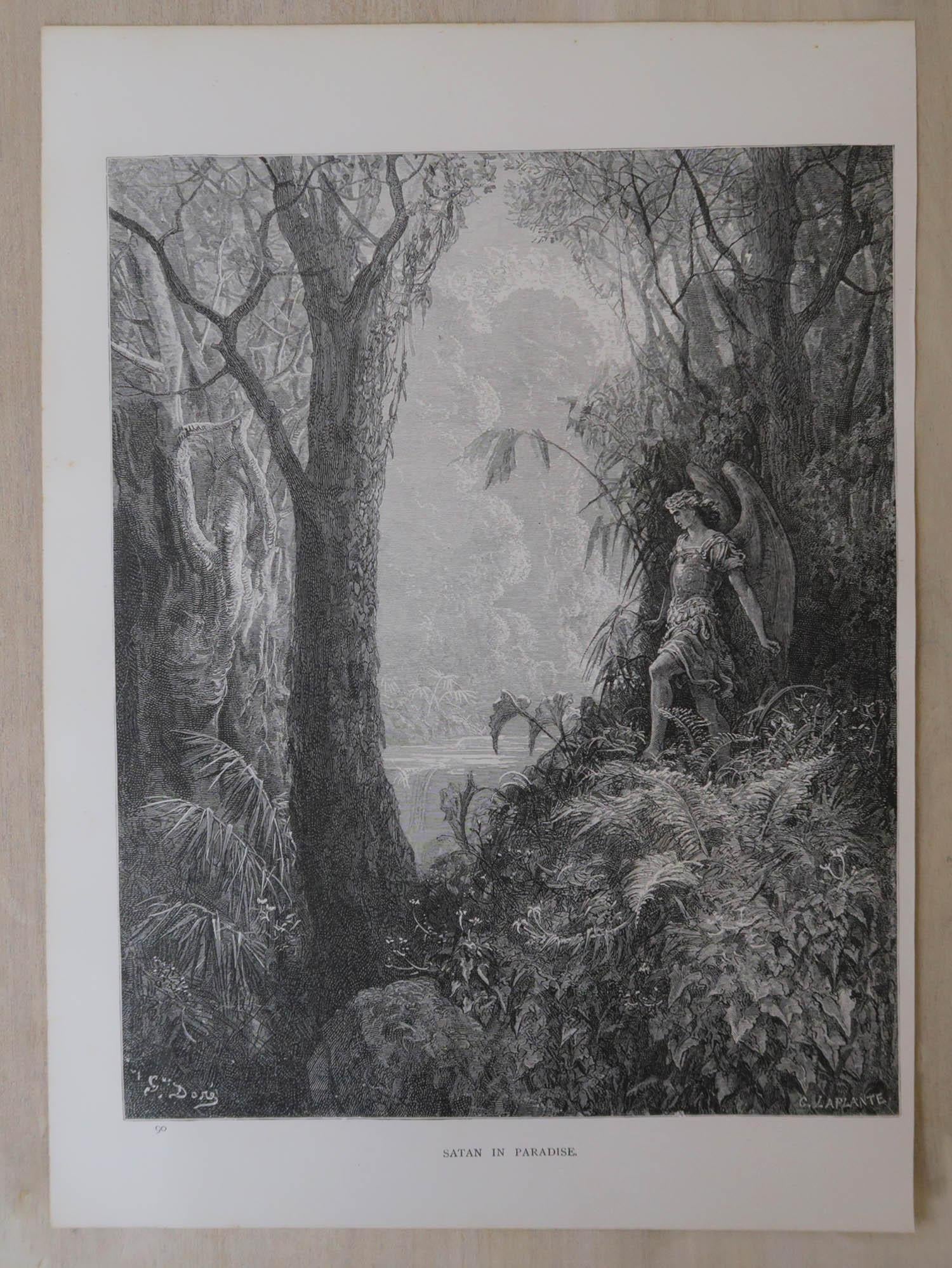 Gran Grabado Antiguo Original de Gustave Doré, 