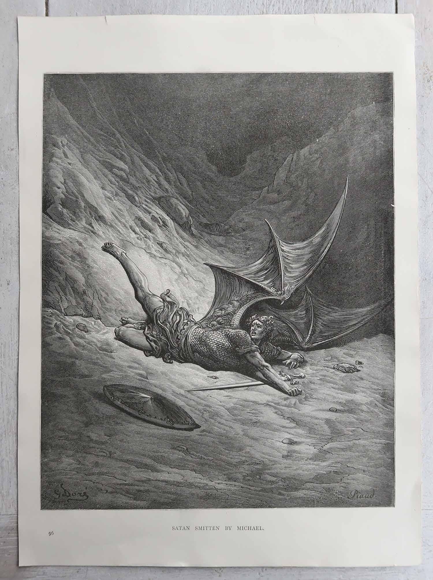 Gran Grabado Antiguo Original de Gustave Doré, 