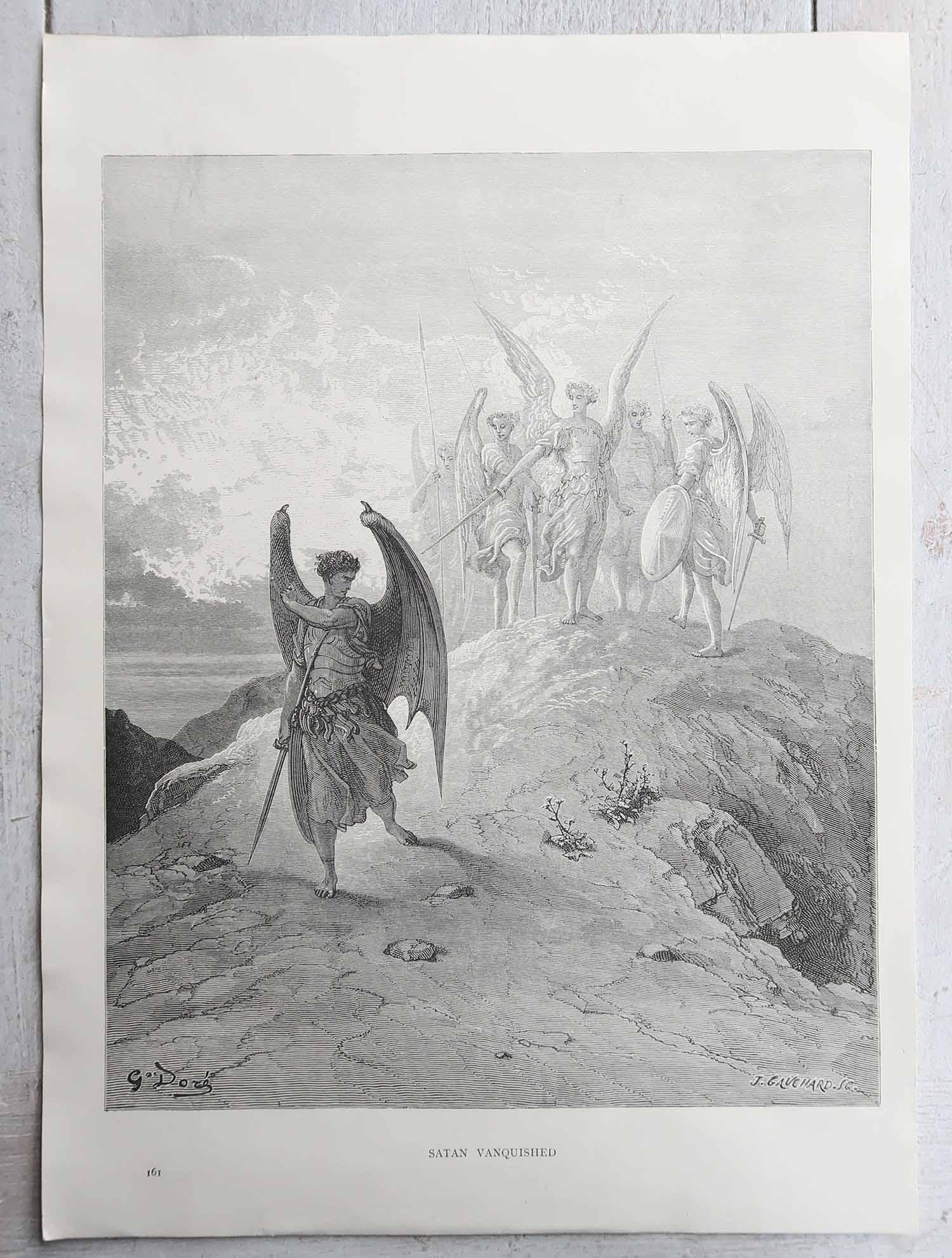 Großer antiker Originaldruck von Gustave Doré, 