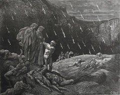 Large Original Antique Print By Gustave Doré, " Ser Brunetto "