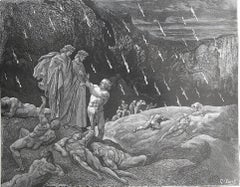 Large Original Antique Print By Gustave Doré, " Ser Brunetto "