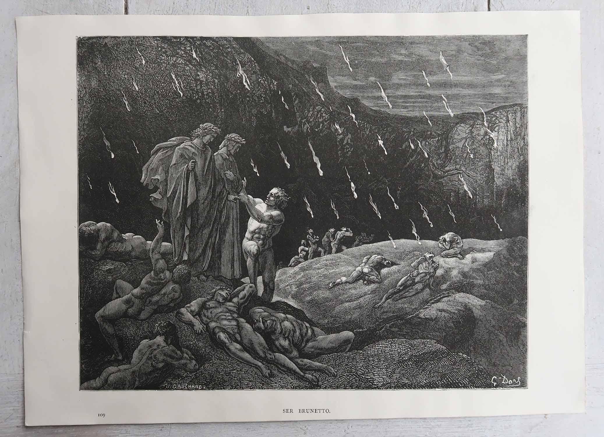 Gran Grabado Antiguo Original De Gustave Doré, 