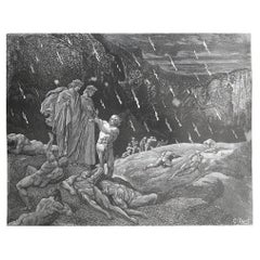Large Original Antique Print By Gustave Doré, " Ser Brunetto "