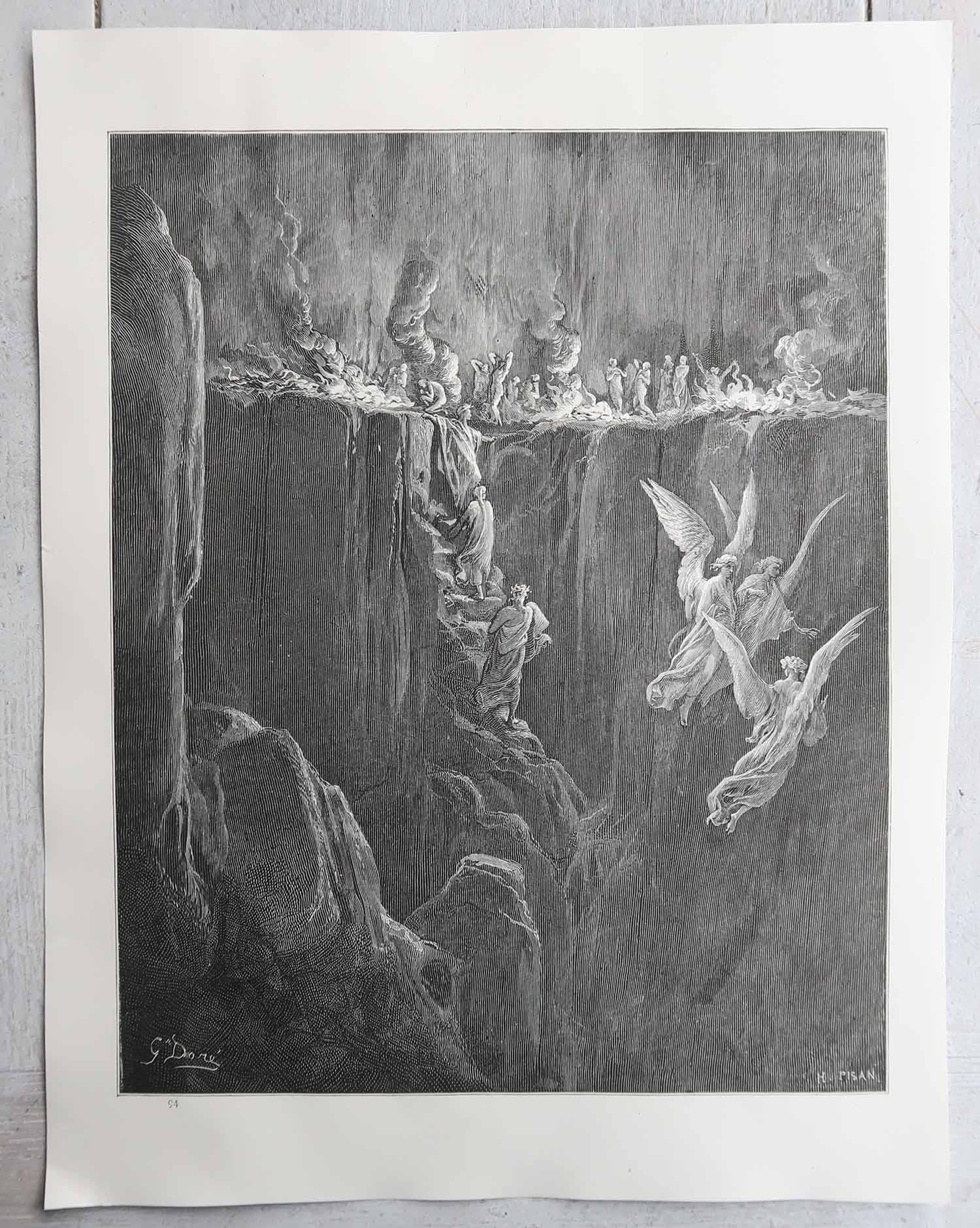 Großer antiker Originaldruck von Gustave Doré, 