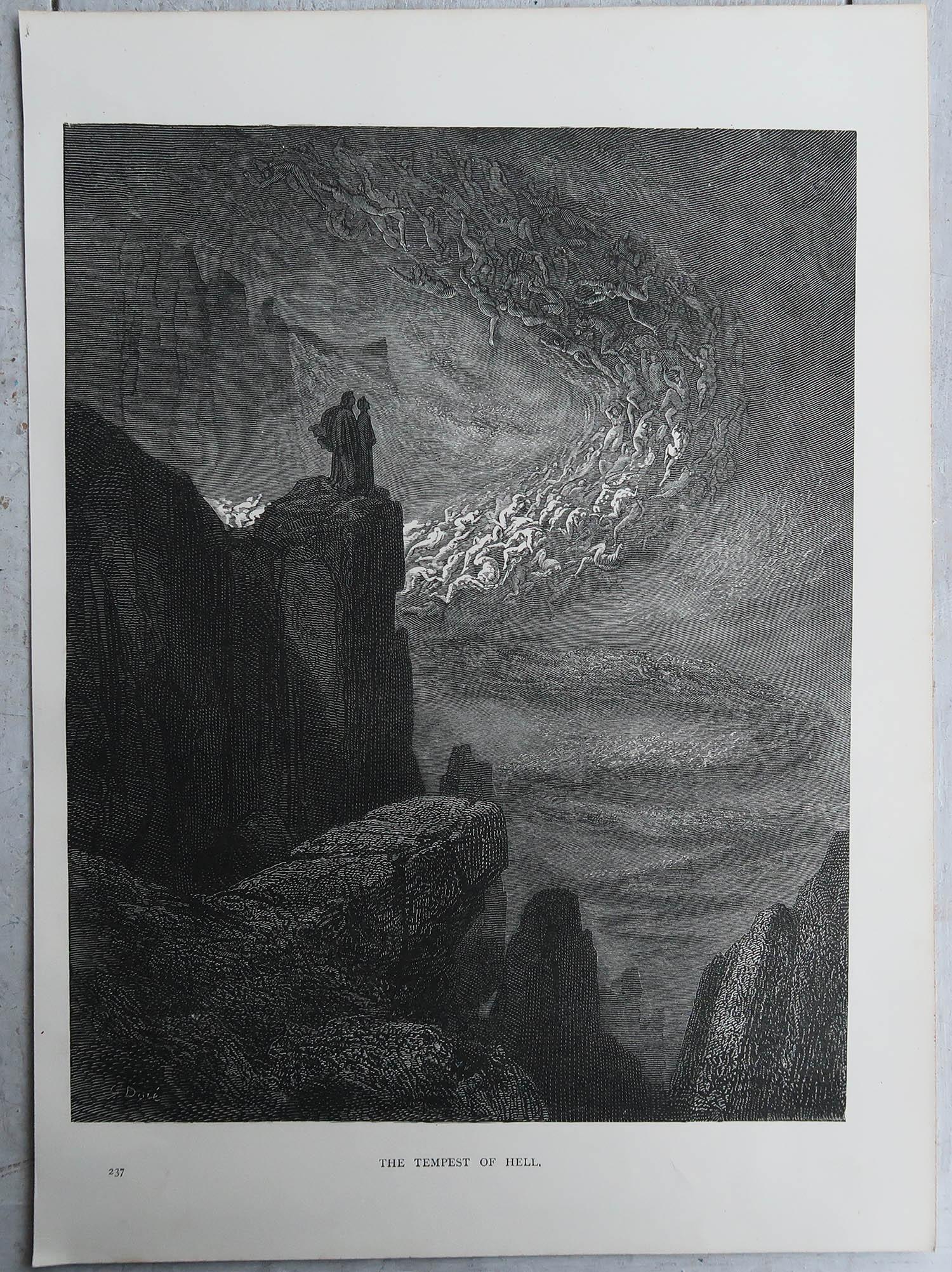 Romantico Grande stampa originale antica di Gustave Doré, 