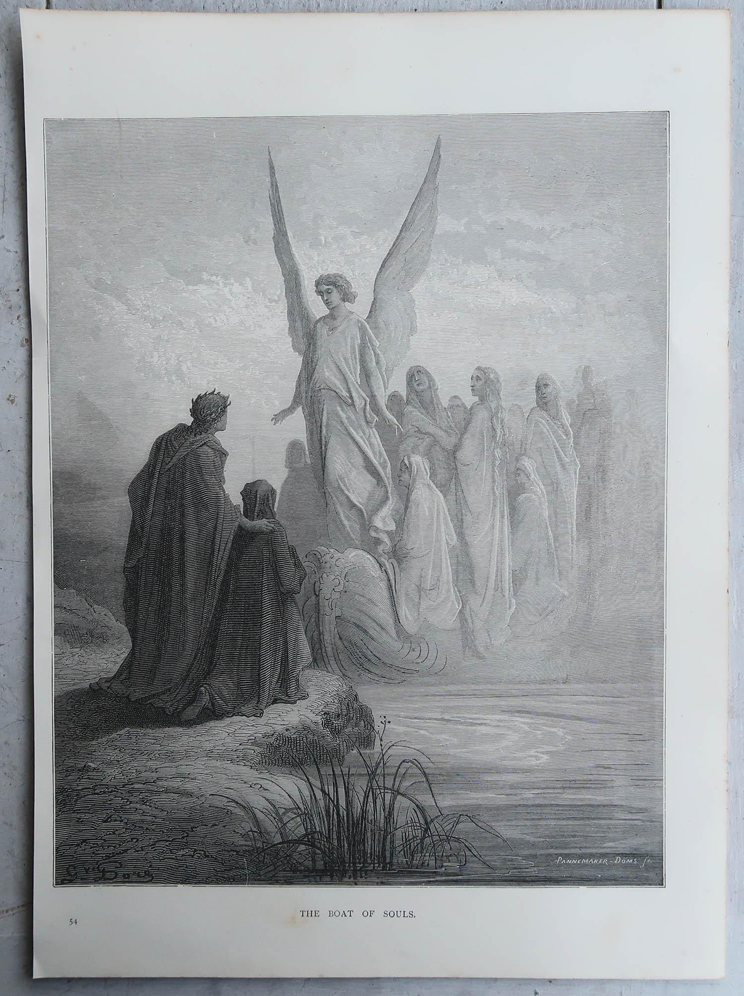 Romantic Large Original Antique Print By Gustave Doré, 