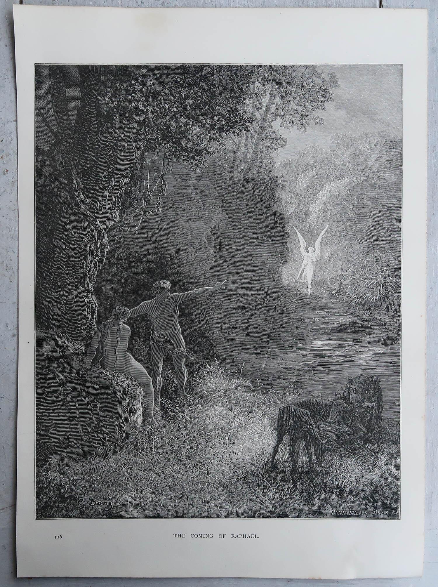 Gran Grabado Antiguo Original de Gustave Doré, 