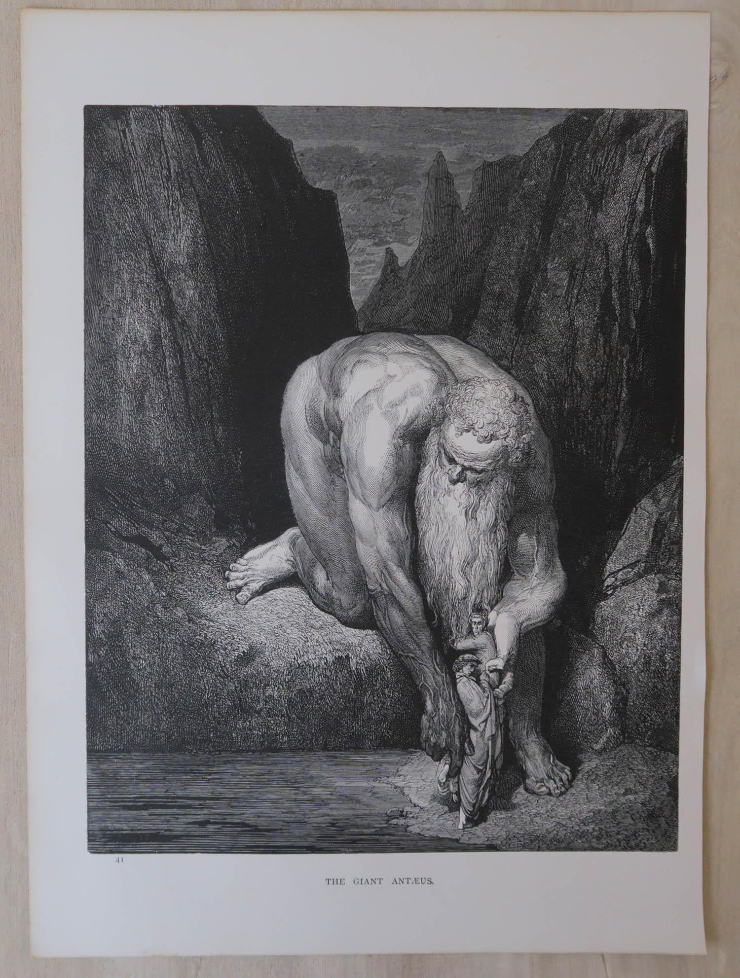Romantico Grande stampa originale antica di Gustave Doré, 
