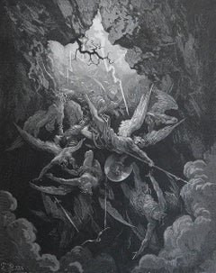 Large Original Antique Print By Gustave Doré, " The Mouth of Hell "