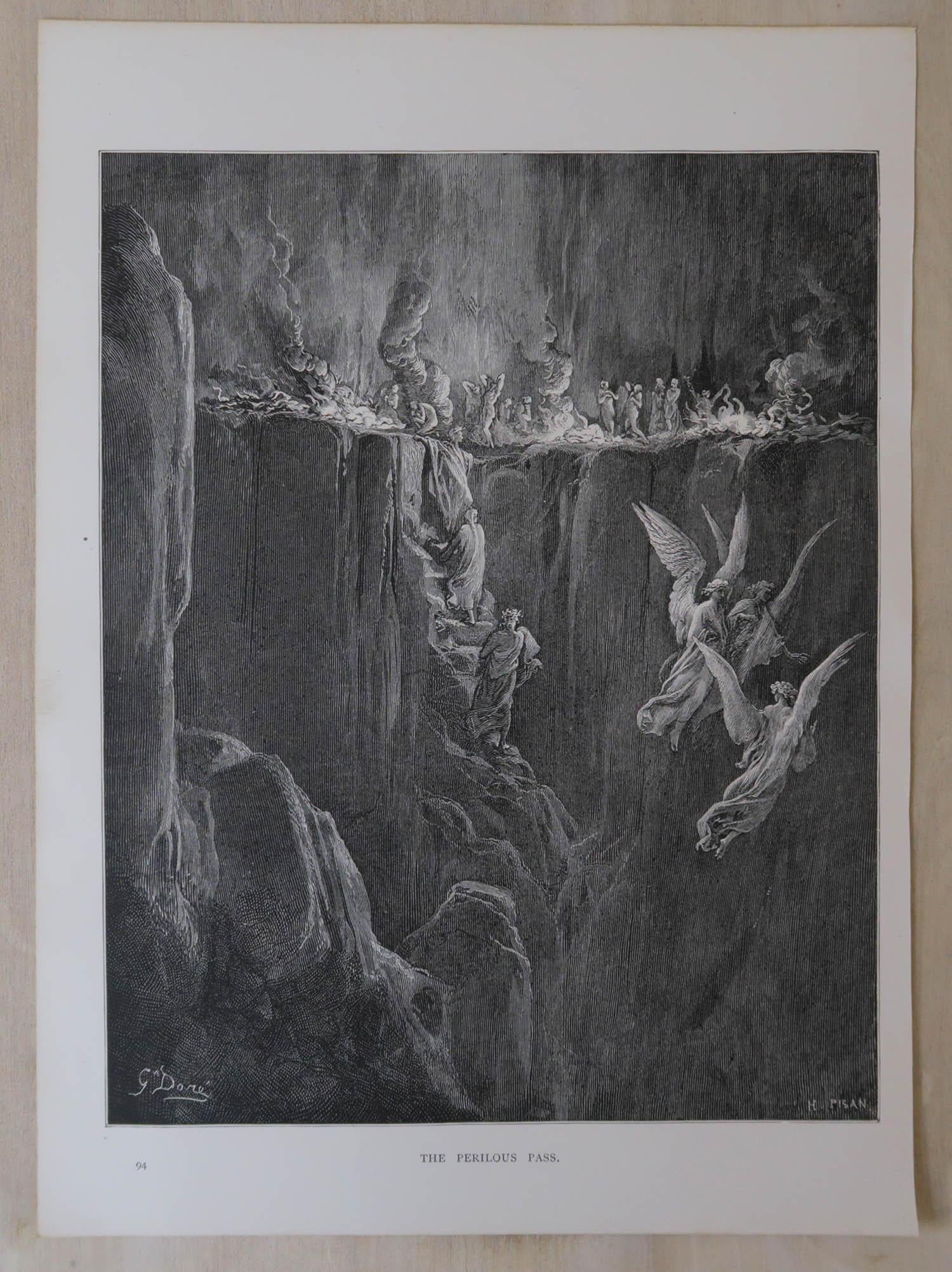 English Large Original Antique Print By Gustave Doré, 