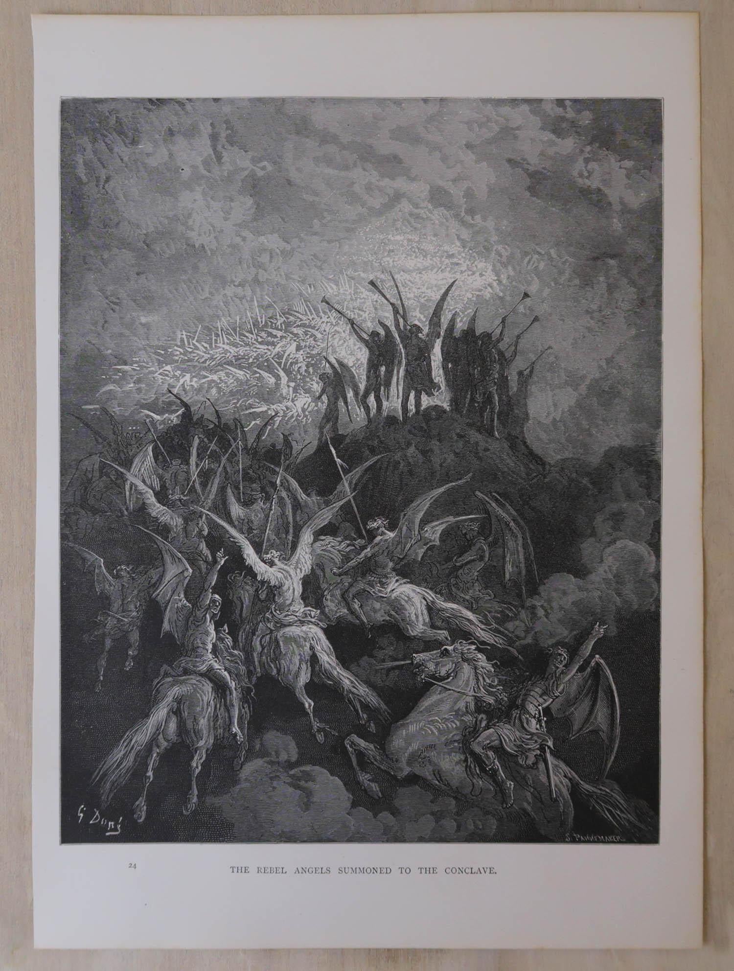 Inglese Grande stampa originale antica di Gustave Doré, 
