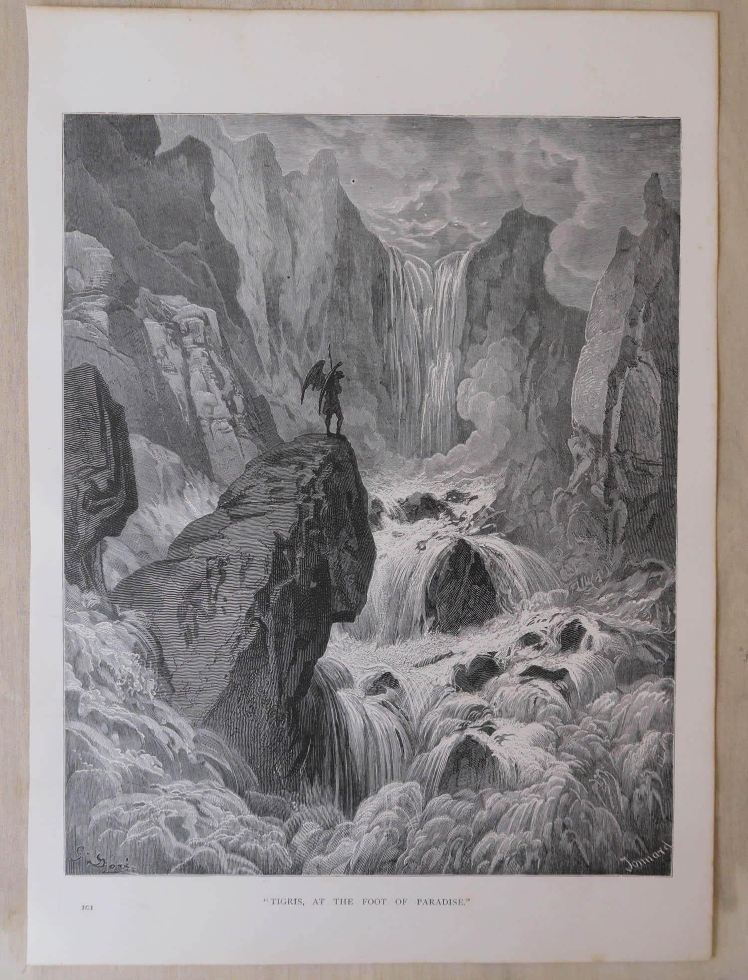 English Large Original Antique Print By Gustave Doré, 