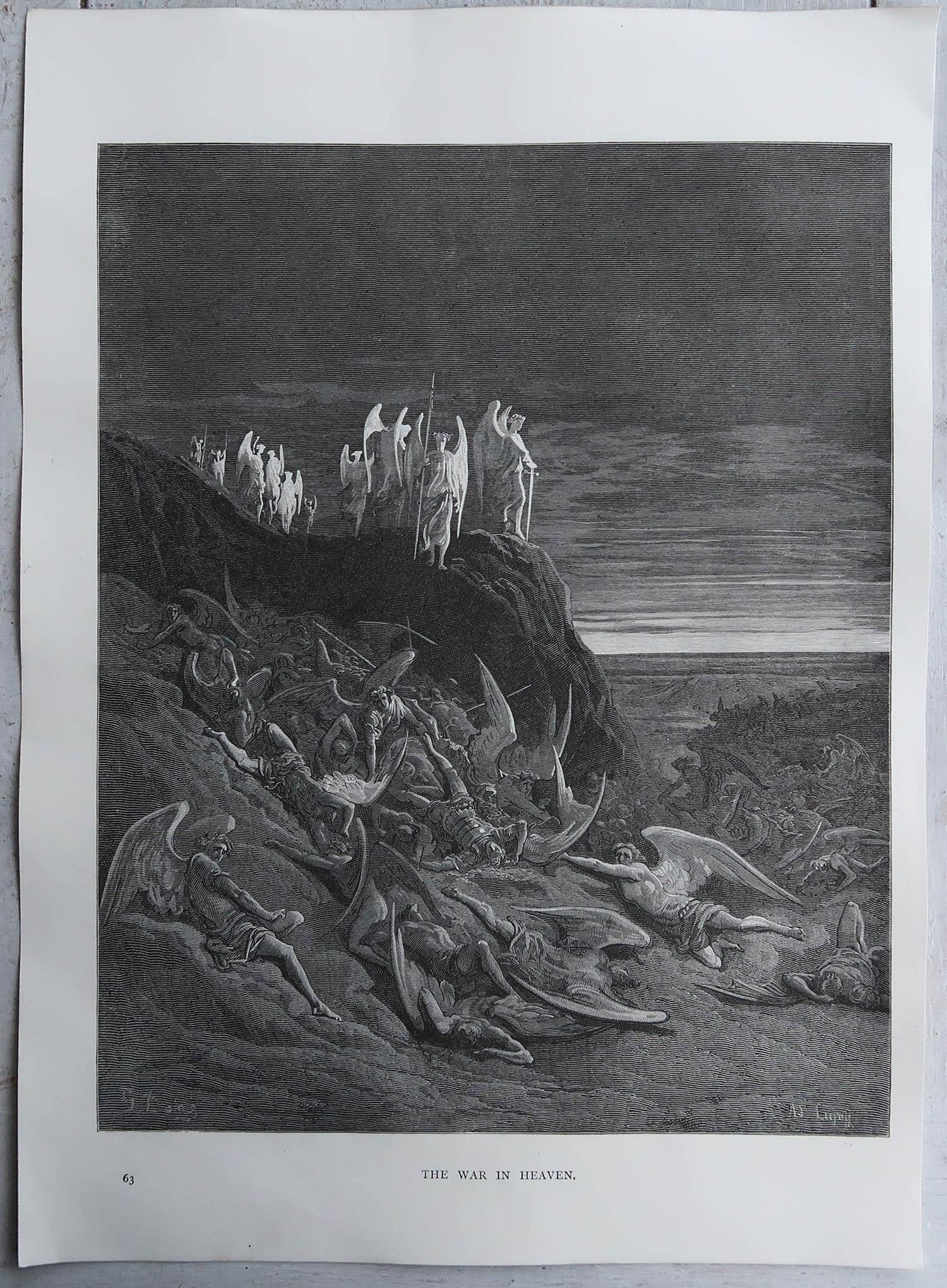 English Large Original Antique Print By Gustave Doré, 