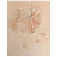 Large Original Antique Print of an Ancient Egyptian Wall Decoration, 1896