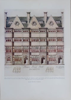 Large Original Antique Print of an Architectural Drawings of London Buildings.