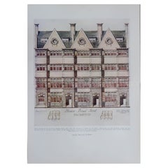 Large Original Antique Print of an Architectural Drawings of London Buildings.